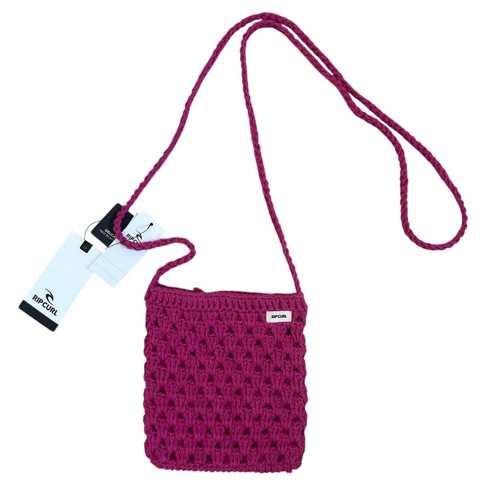 Rip Curl Holiday Crochet Crossbody Bag Hot Pink NWT